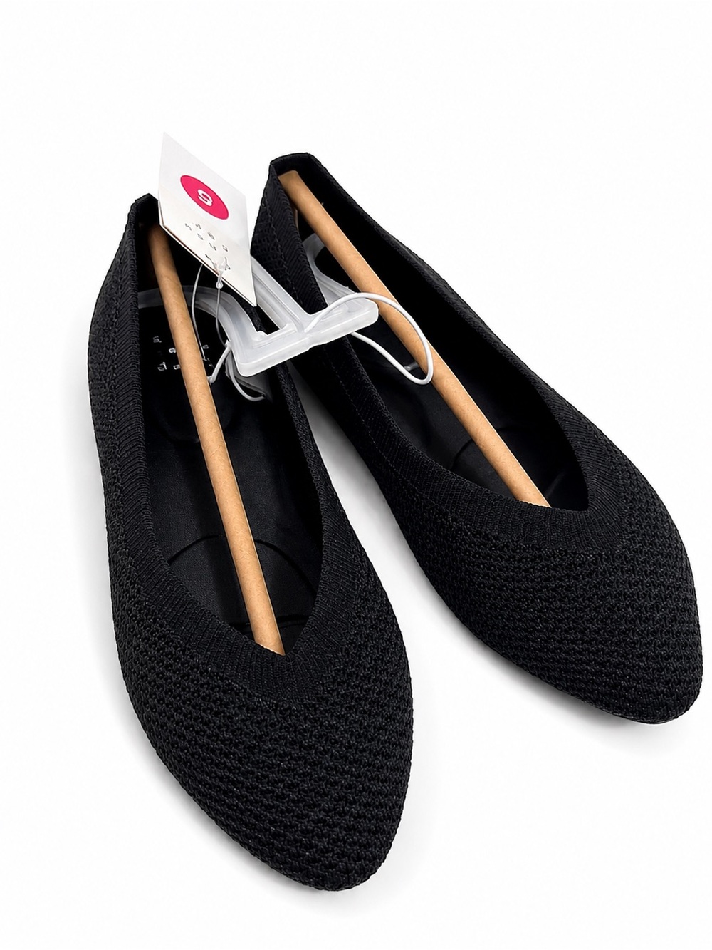 A New Day Claire Knit Ballet Flats Black Washable Pointed Toe NWT Size 5